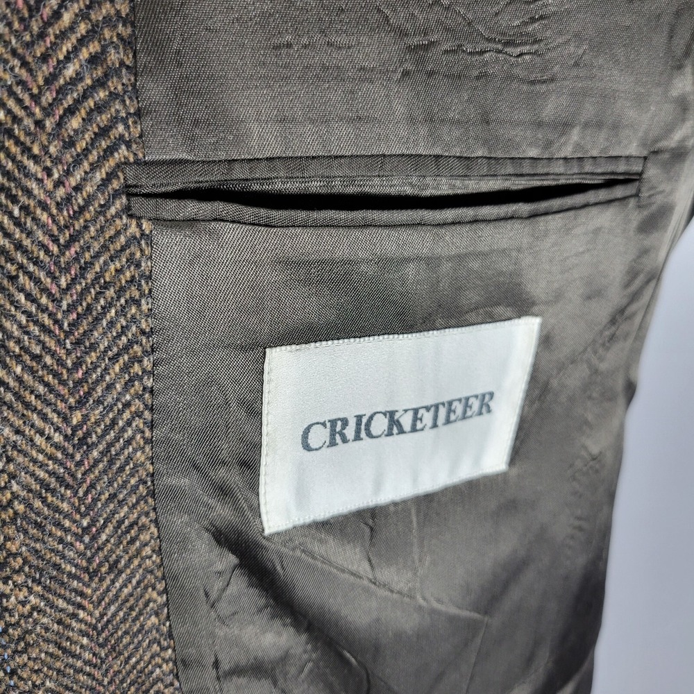 Cricketeer Men's Tweed Sport Coat Blazer Two Button Brown Herringbone Wool 46R - Picture 13 of 14